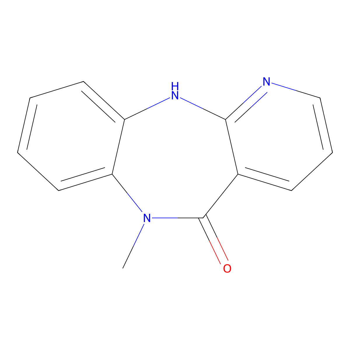 5H-Pyrido(2,3-b)(1,5)benzodiazepin-5-one, 6,11-dihydro-6-methyl- molecular structure, CAS 16287-28-8