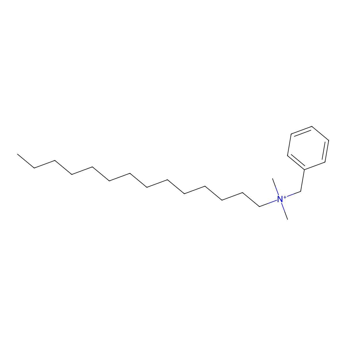 Myristalkonium ion molecular structure, CAS 16287-71-1