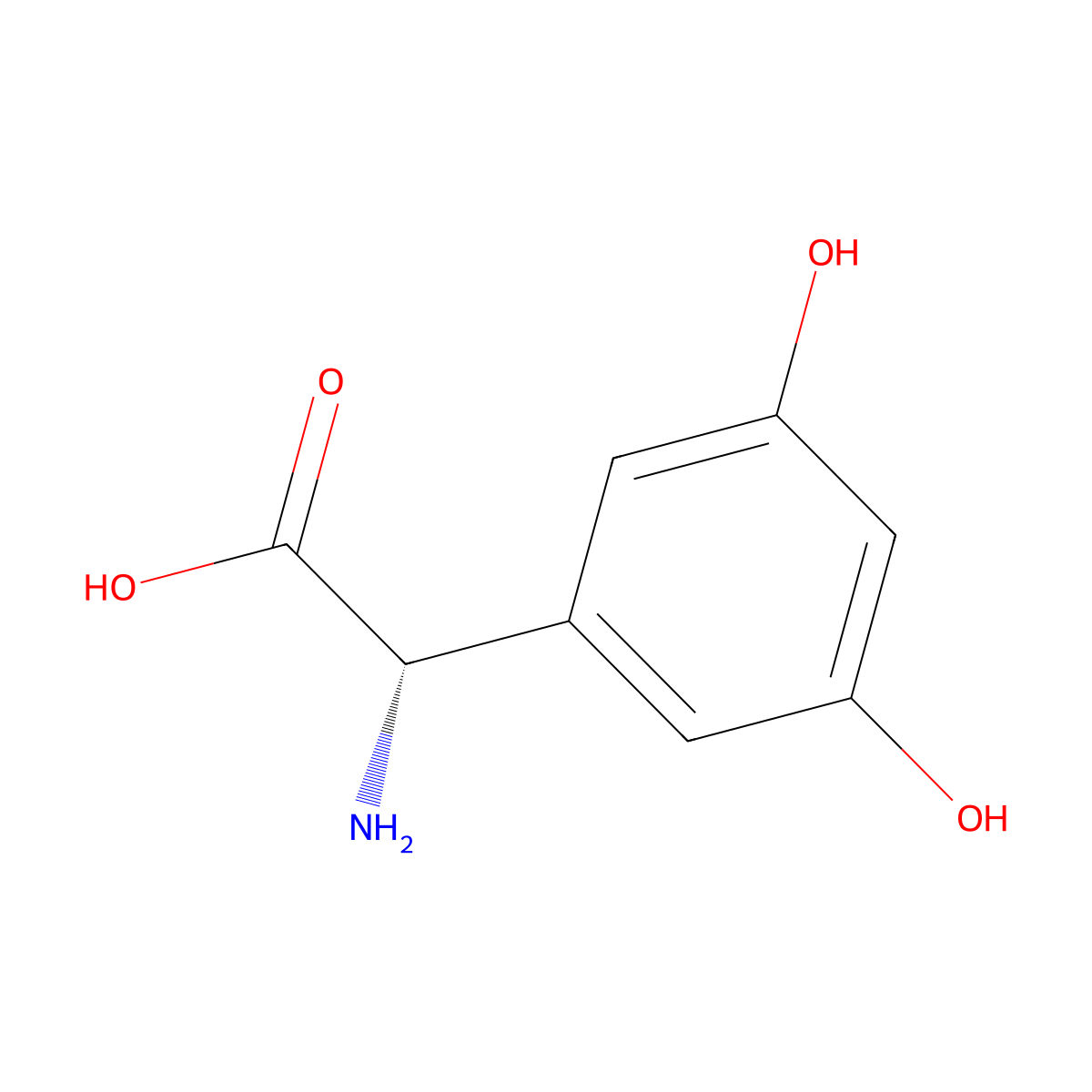 (S)-3,5-Dihydroxyphenylglycine molecular structure, CAS 162870-29-3