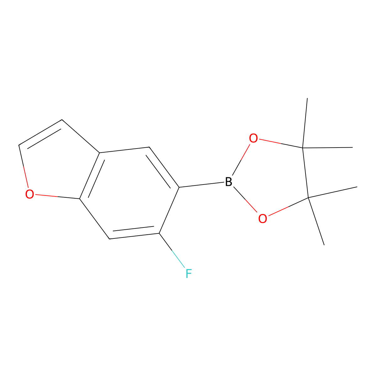 2-(6-Fluorobenzofuran-5-yl)-4,4,5,5-tetramethyl-1,3,2-dioxaborolane molecular structure, CAS 1628703-38-7