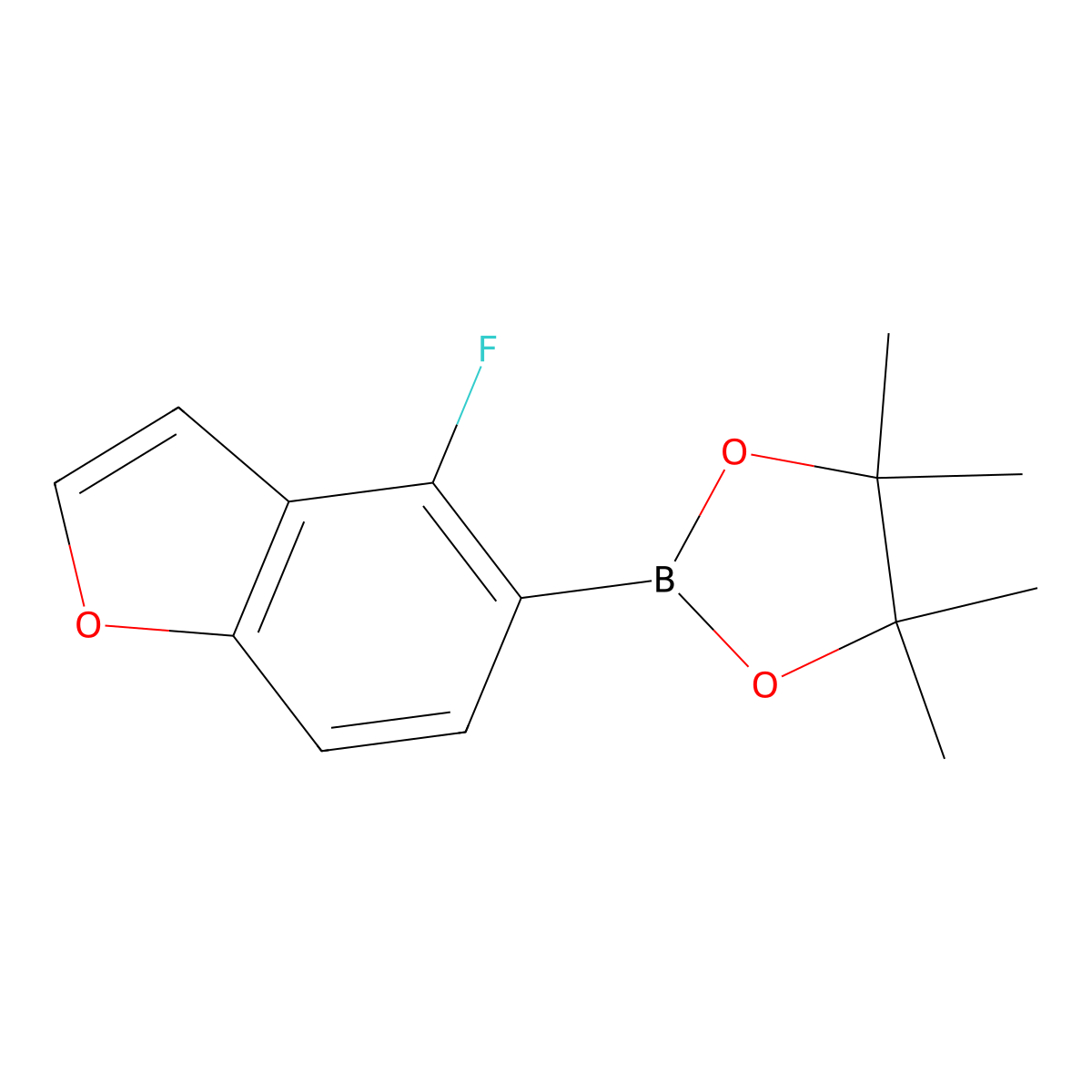 2-(4-Fluoro-1-benzofuran-5-yl)-4,4,5,5-tetramethyl-1,3,2-dioxaborolane molecular structure, CAS 1628703-39-8