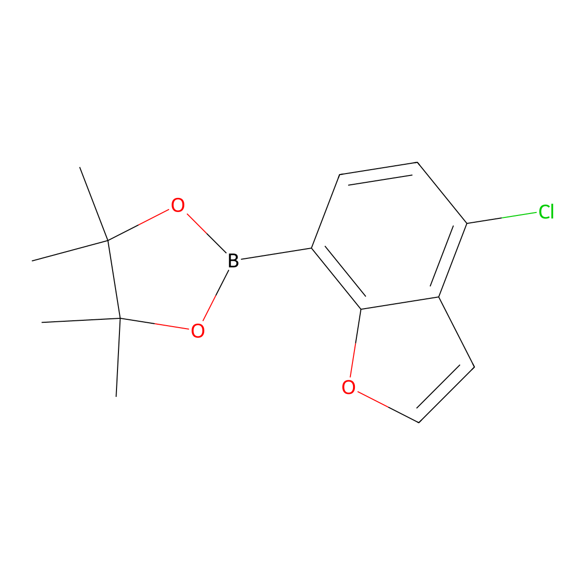 2-(4-Chloro-1-benzofuran-7-yl)-4,4,5,5-tetramethyl-1,3,2-dioxaborolane molecular structure, CAS 1628703-40-1