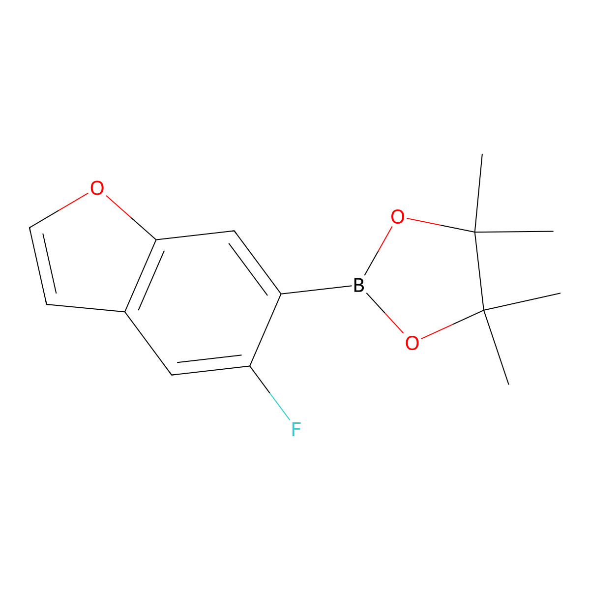 2-(5-Fluoro-1-benzofuran-6-yl)-4,4,5,5-tetramethyl-1,3,2-dioxaborolane molecular structure, CAS 1628703-41-2