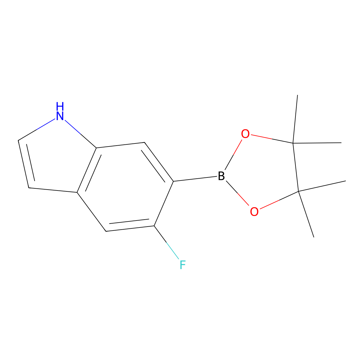 5-Fluoro-6-(4,4,5,5-tetramethyl-1,3,2-dioxaborolan-2-yl)-1H-indole molecular structure, CAS 1628703-47-8