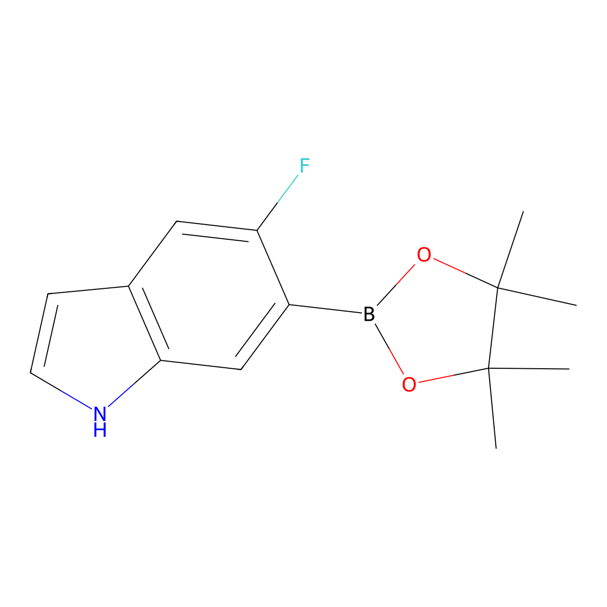 5-Fluoro-6-(4,4,5,5-tetramethyl-1,3,2-dioxaborolan-2-yl)-1H-indole molecular structure, CAS 1628703-47-8