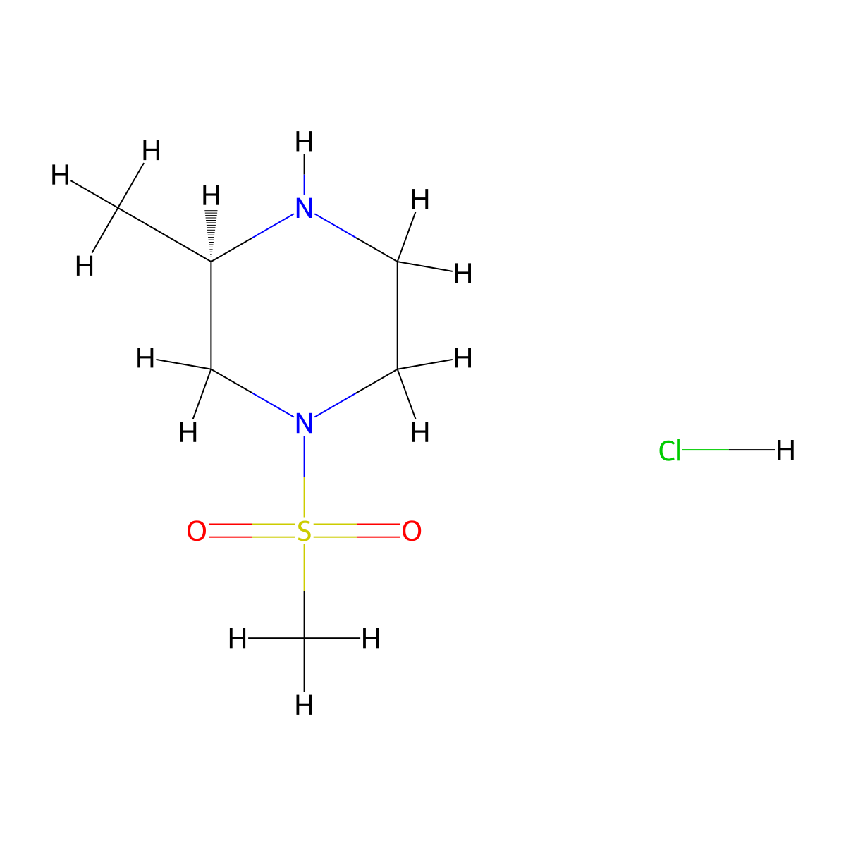 (R)-3-methyl-1-(methylsulfonyl)piperazine hydrochloride molecular structure, CAS 1628707-04-9