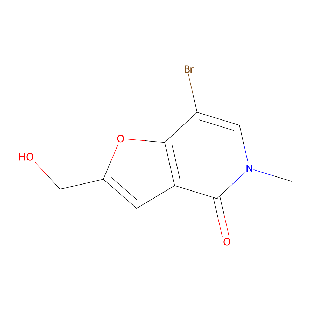 7-Bromo-2-(hydroxymethyl)-5-methylfuro[3,2-c]pyridin-4(5H)-one molecular structure, CAS 1628707-20-9