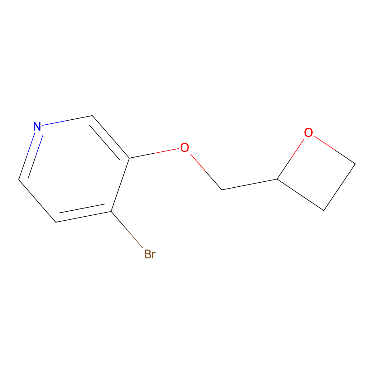 4-Bromo-3-(oxetan-2-ylmethoxy)pyridine molecular structure, CAS 1628707-40-3
