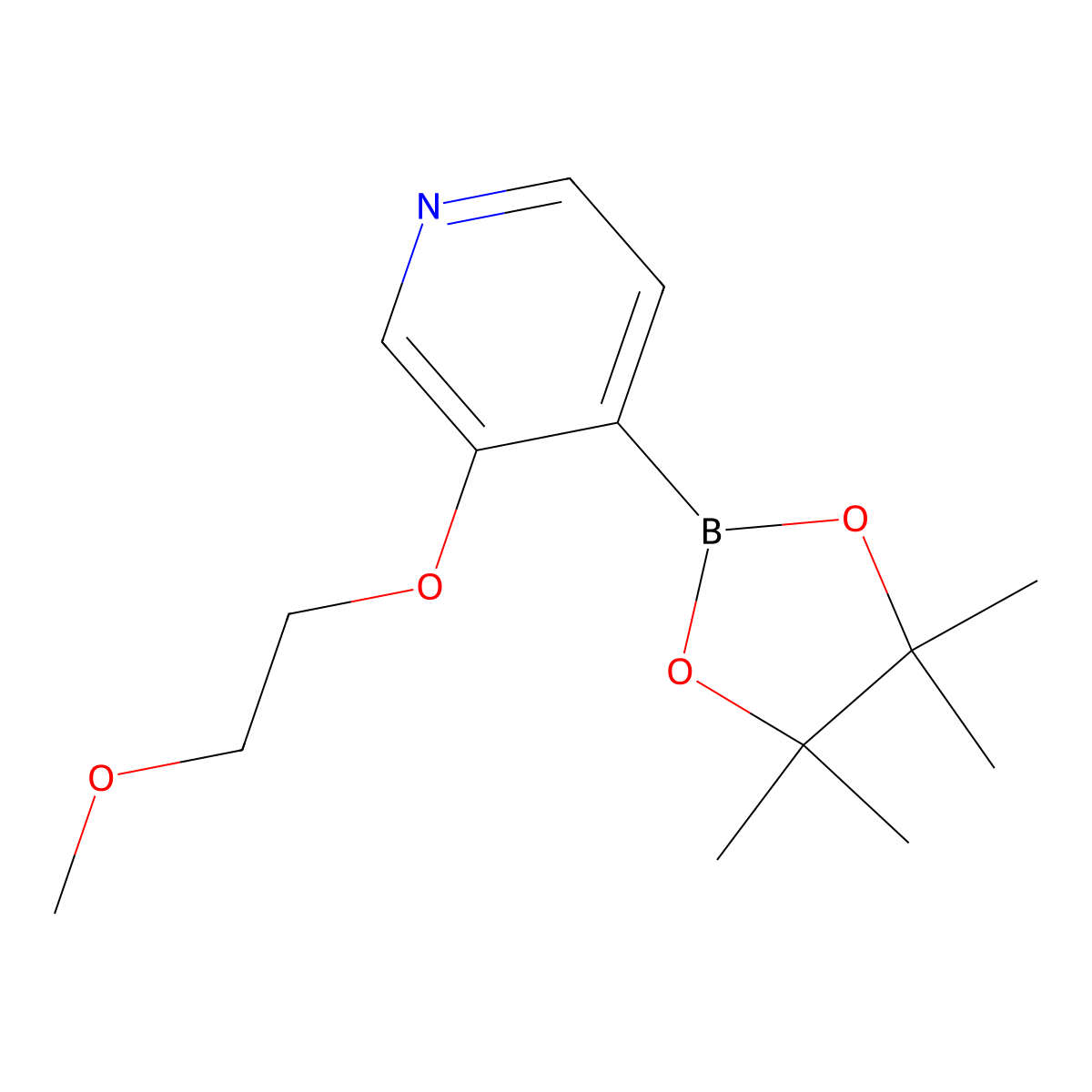 3-(2-Methoxyethoxy)-4-(4,4,5,5-tetramethyl-1,3,2-dioxaborolan-2-yl)pyridine molecular structure, CAS 1628707-47-0
