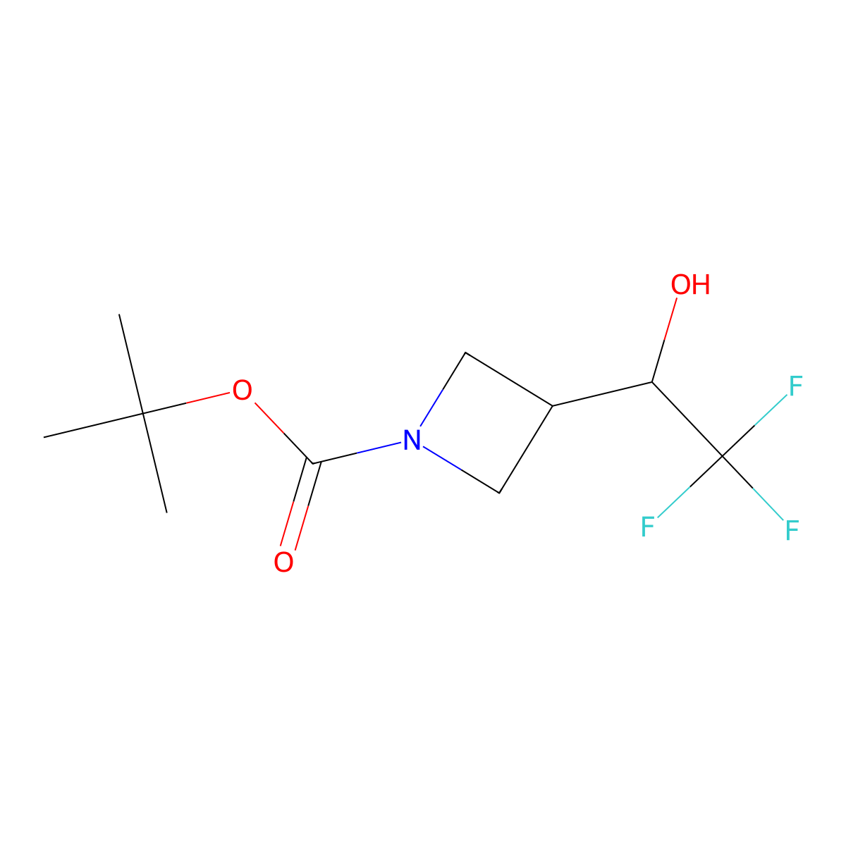 Tert-butyl 3-(2,2,2-trifluoro-1-hydroxyethyl)azetidine-1-carboxylate molecular structure, CAS 1628733-94-7