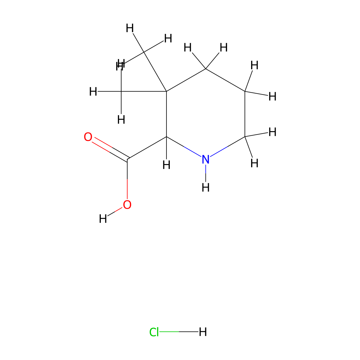 3,3-Dimethylpiperidine-2-carboxylic acid hydrochloride molecular structure, CAS 1628734-55-3