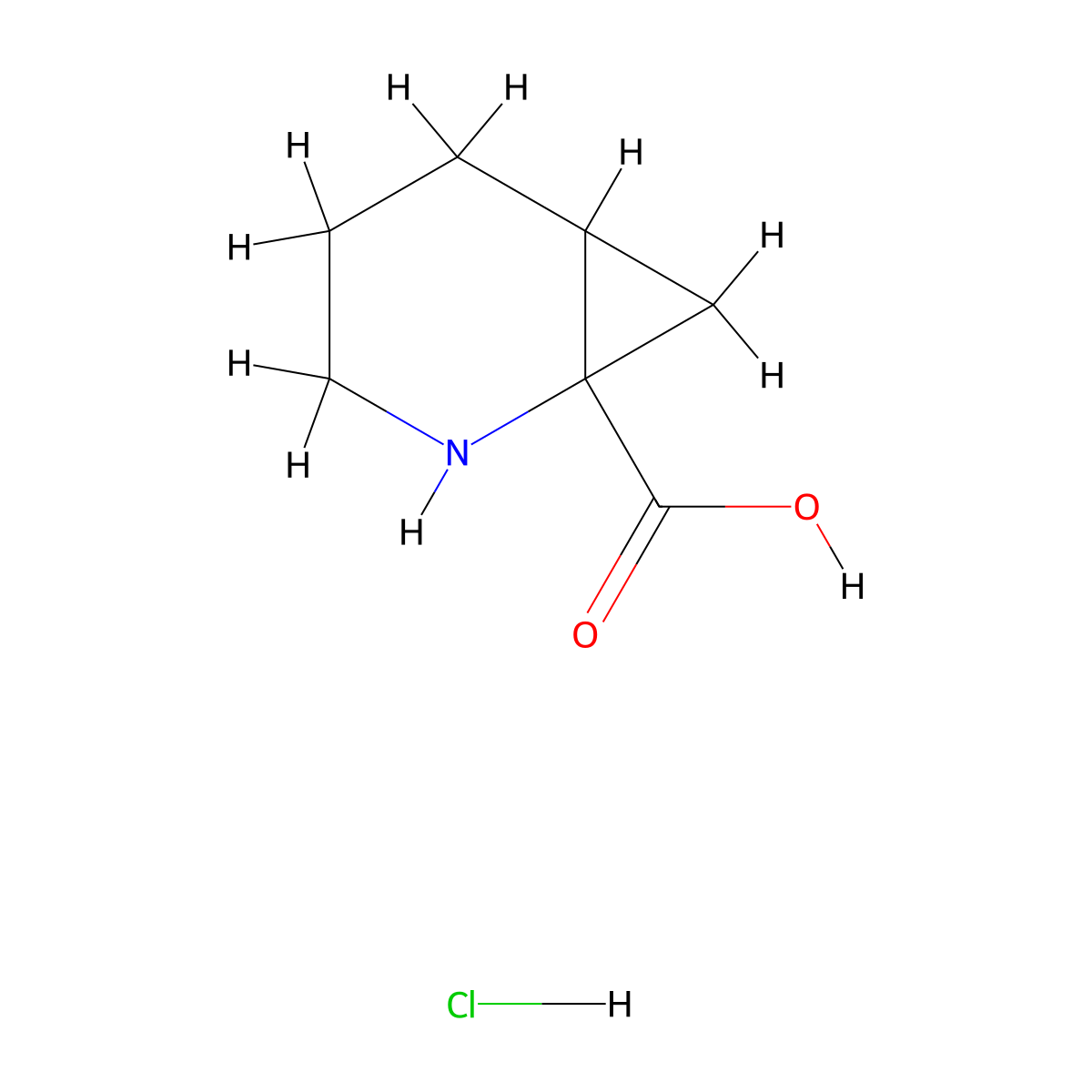 2-Azabicyclo[4.1.0]heptane-1-carboxylic acid hydrochloride molecular structure, CAS 1628734-73-5