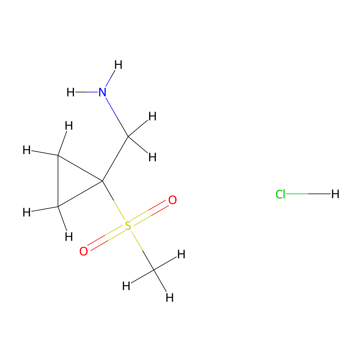 (1-Methanesulfonylcyclopropyl)methanamine hydrochloride molecular structure, CAS 1628734-96-2