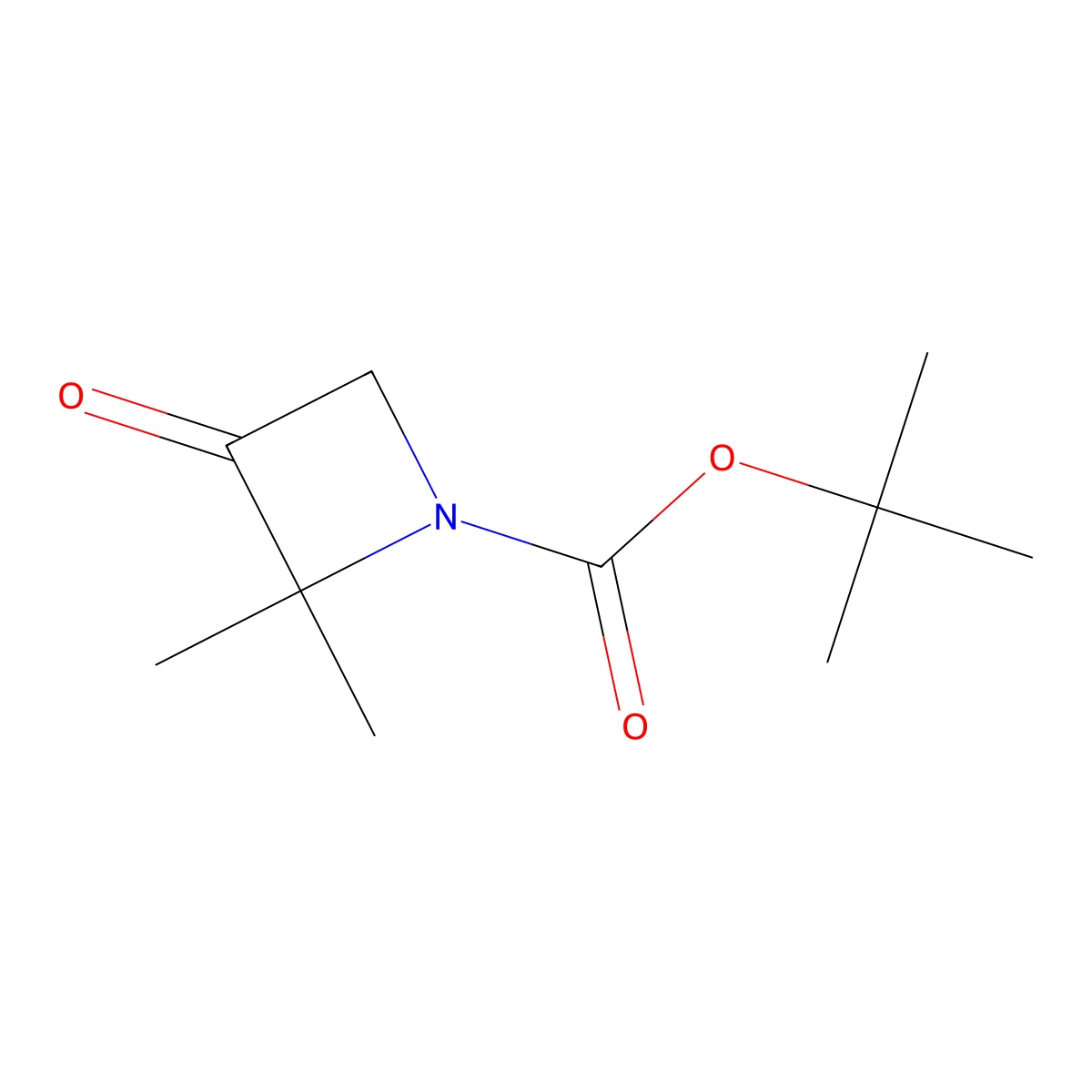 Tert-butyl 2,2-dimethyl-3-oxoazetidine-1-carboxylate molecular structure, CAS 1628748-83-3