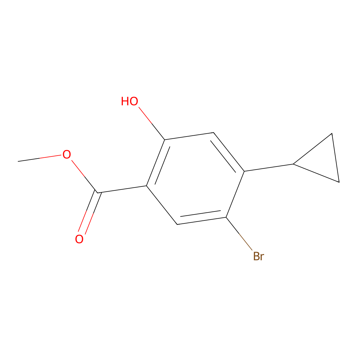Methyl 5-bromo-4-cyclopropyl-2-hydroxybenzoate molecular structure, CAS 1628750-39-9