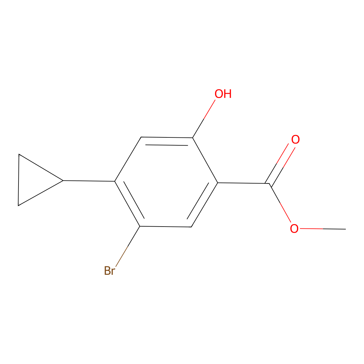 Methyl 5-bromo-4-cyclopropyl-2-hydroxybenzoate molecular structure, CAS 1628750-39-9