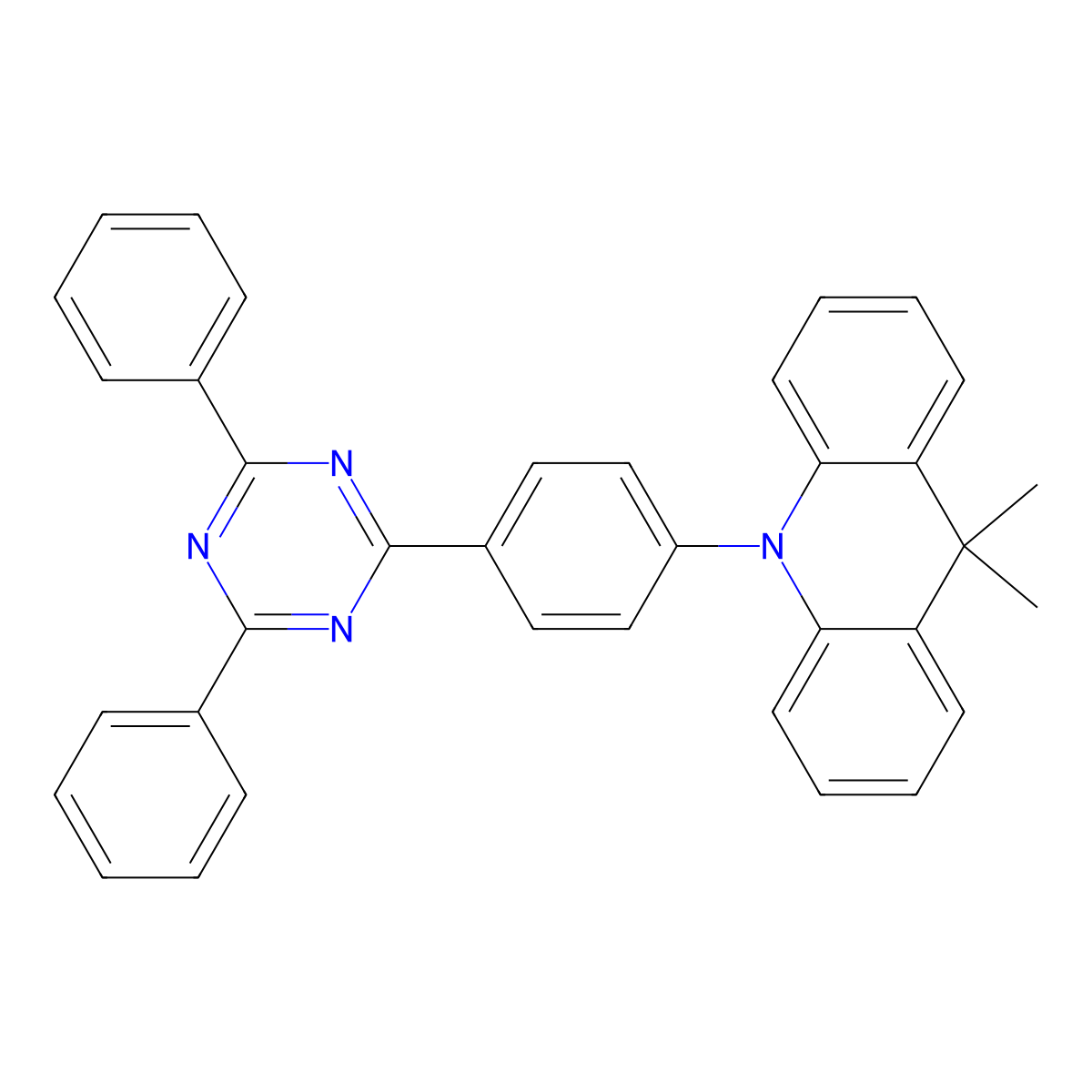 10-(4-(4,6-Diphenyl-1,3,5-triazin-2-yl)phenyl)-9,9-dimethyl-9,10-dihydroacridine molecular structure, CAS 1628752-98-6