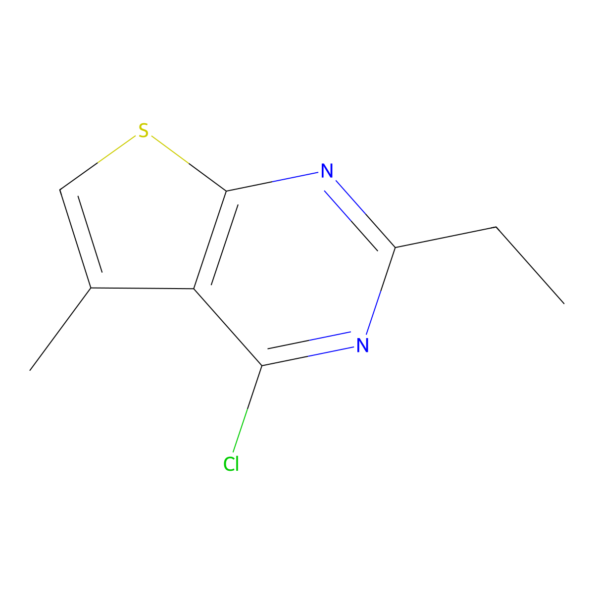 4-Chloro-2-ethyl-5-methylthieno[2,3-d]pyrimidine molecular structure, CAS 1628755-63-4