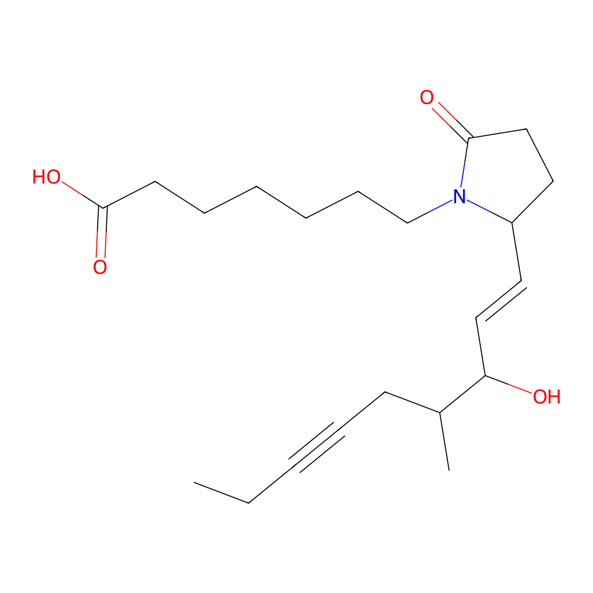 7-[(2R)-2-[(E,3S,4S)-3-hydroxy-4-methylnon-1-en-6-ynyl]-5-oxopyrrolidin-1-yl]heptanoic acid molecular structure, CAS 1628759-75-0