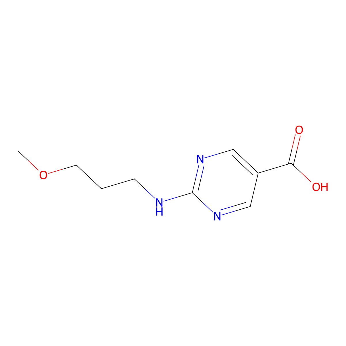 2-(3-Methoxypropylamino)pyrimidine-5-carboxylic acid molecular structure, CAS 1628781-99-6