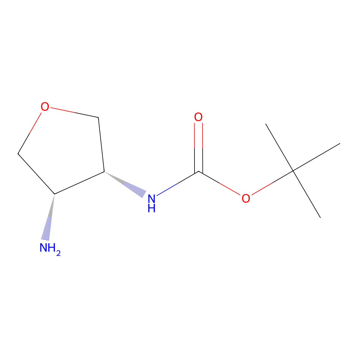tert-butyl ((3R,4S)-4-aminotetrahydrofuran-3-yl)carbamate molecular structure, CAS 1628794-75-1