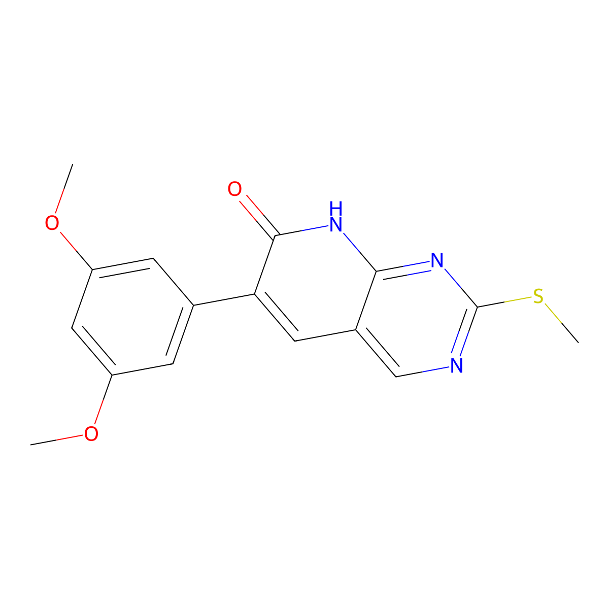 6-(3,5-dimethoxyphenyl)-2-(methylthio)pyrido[2,3-d]pyrimidin-7(8H)-one molecular structure, CAS 1628795-45-8