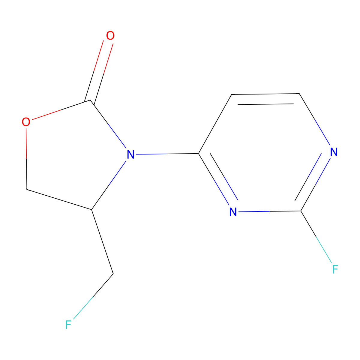 (R)-4-(Fluoromethyl)-3-(2-fluoropyrimidin-4-yl)oxazolidin-2-one molecular structure, CAS 1628806-32-5