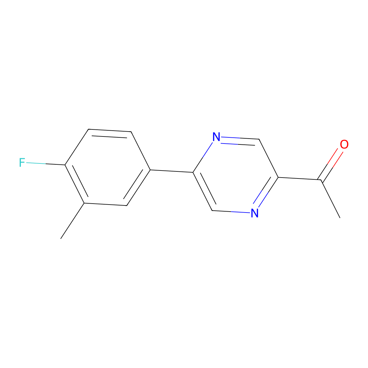 1-[5-(4-Fluoro-3-methylphenyl)pyrazin-2-yl]ethanone molecular structure, CAS 1628807-30-6