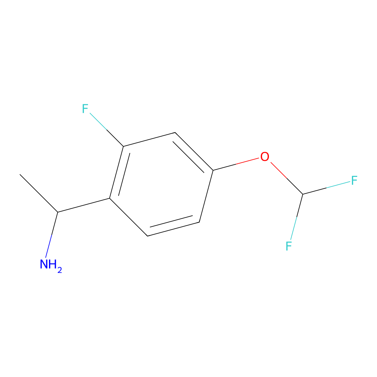 (1S)-1-[4-(difluoromethoxy)-2-fluorophenyl]ethan-1-amine molecular structure, CAS 1628808-39-8