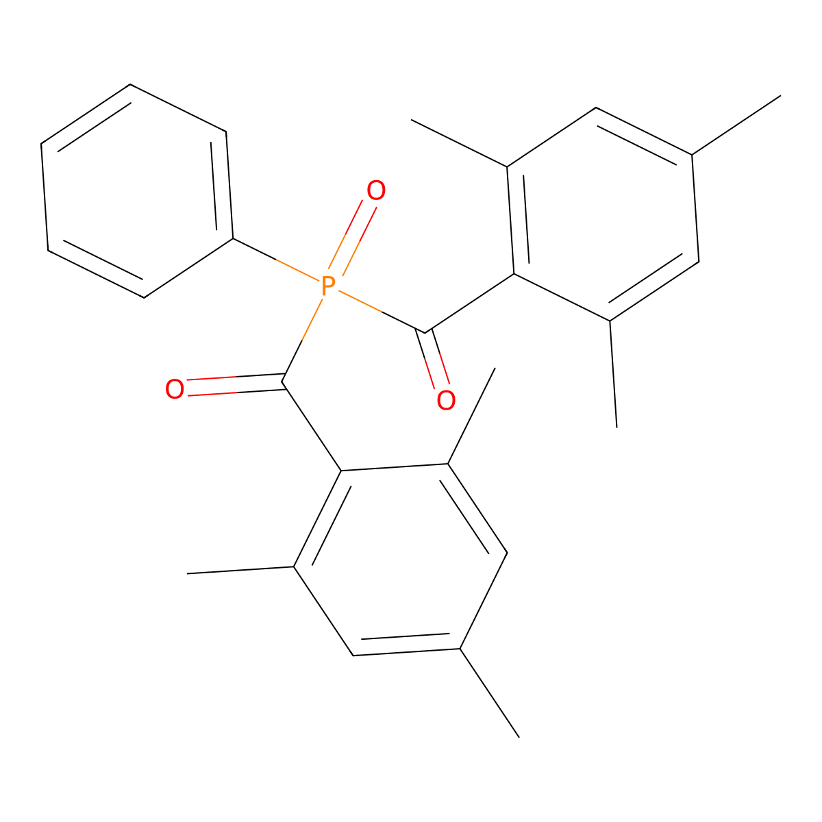 Bis-trimethylbenzoyl phenylphosphine oxide molecular structure, CAS 162881-26-7