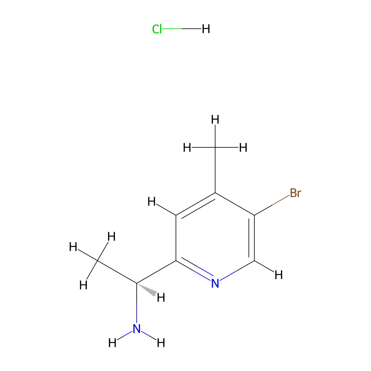 (S)-1-(5-Bromo-4-methylpyridin-2-yl)ethanamine hydrochloride molecular structure, CAS 1628810-35-4