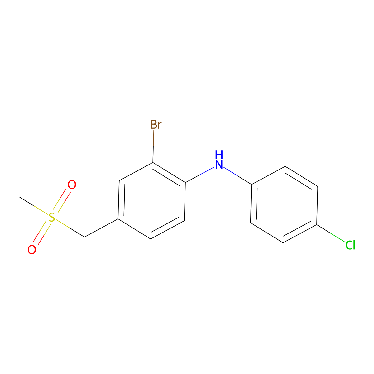 2-Bromo-N-(4-chlorophenyl)-4-((methylsulfonyl)methyl)aniline molecular structure, CAS 1628821-20-4