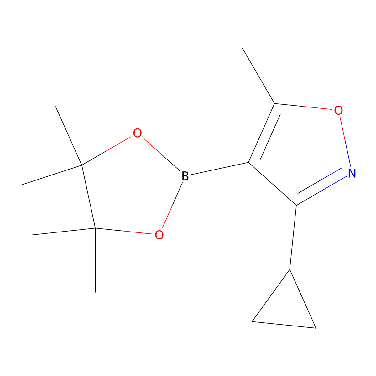 3-Cyclopropyl-5-methyl-4-(4,4,5,5-tetramethyl-1,3,2-dioxaborolan-2-yl)isoxazole molecular structure, CAS 1628832-96-1