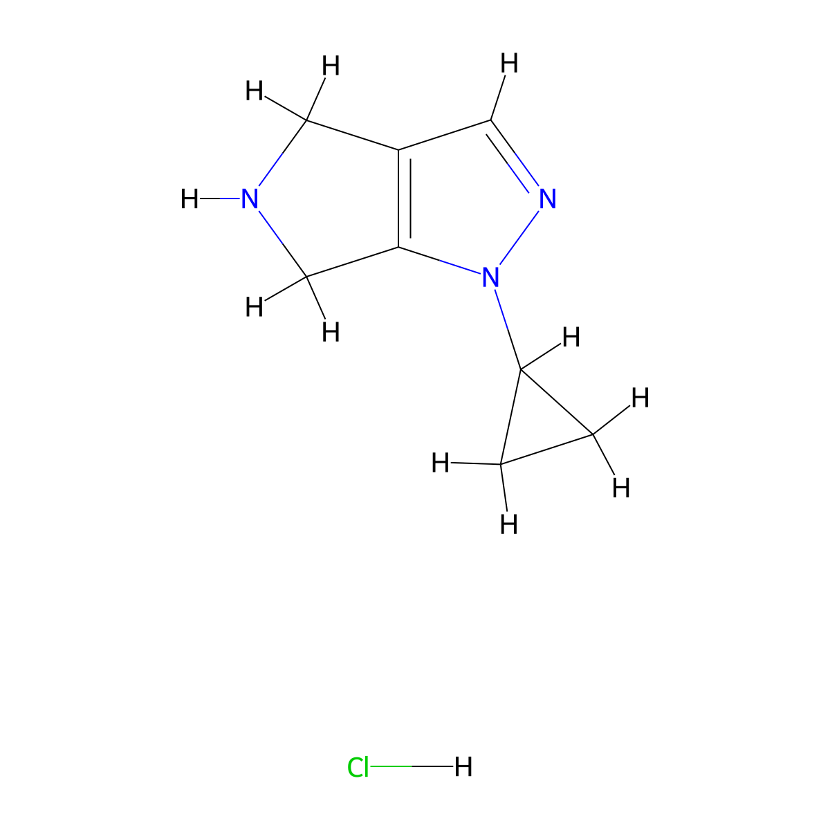 1-Cyclopropyl-1,4,5,6-tetrahydropyrrolo[3,4-c]pyrazole hydrochloride molecular structure, CAS 1628833-25-9