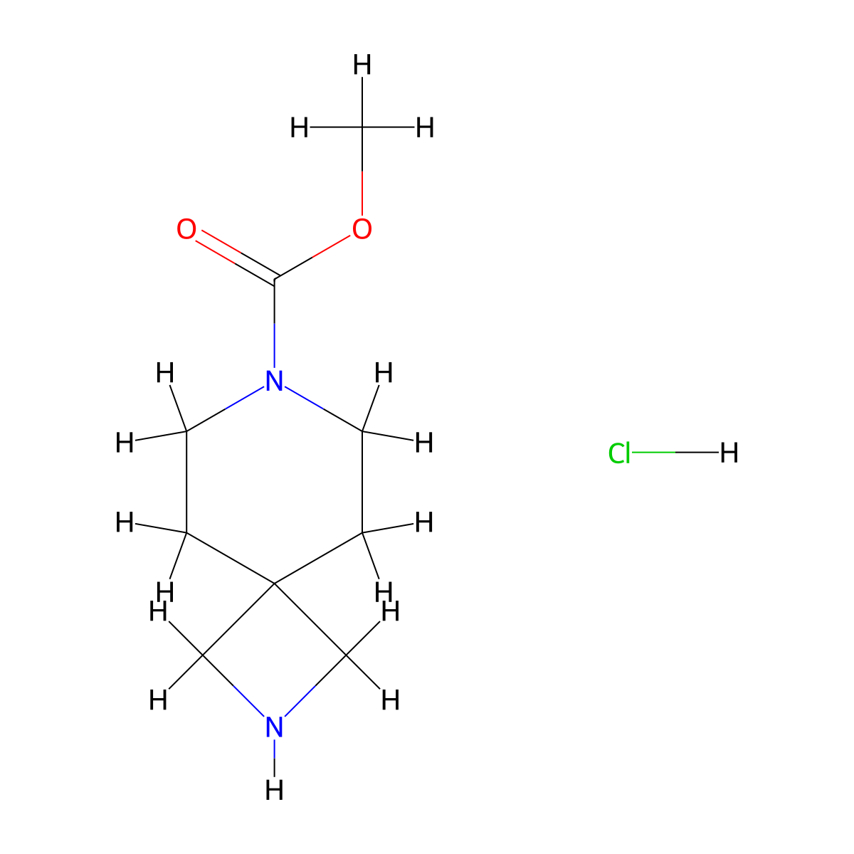 Methyl 2,7-diazaspiro[3.5]nonane-7-carboxylate hydrochloride molecular structure, CAS 1628833-38-4