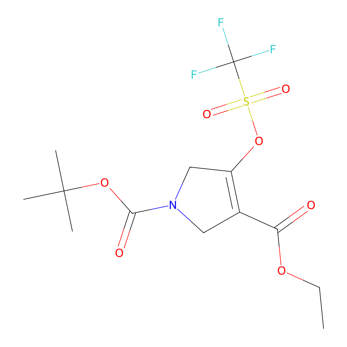 1-tert-butyl 3-ethyl 4-(trifluoromethanesulfonyloxy)-2,5-dihydro-1H-pyrrole-1,3-dicarboxylate molecular structure, CAS 1628834-40-1