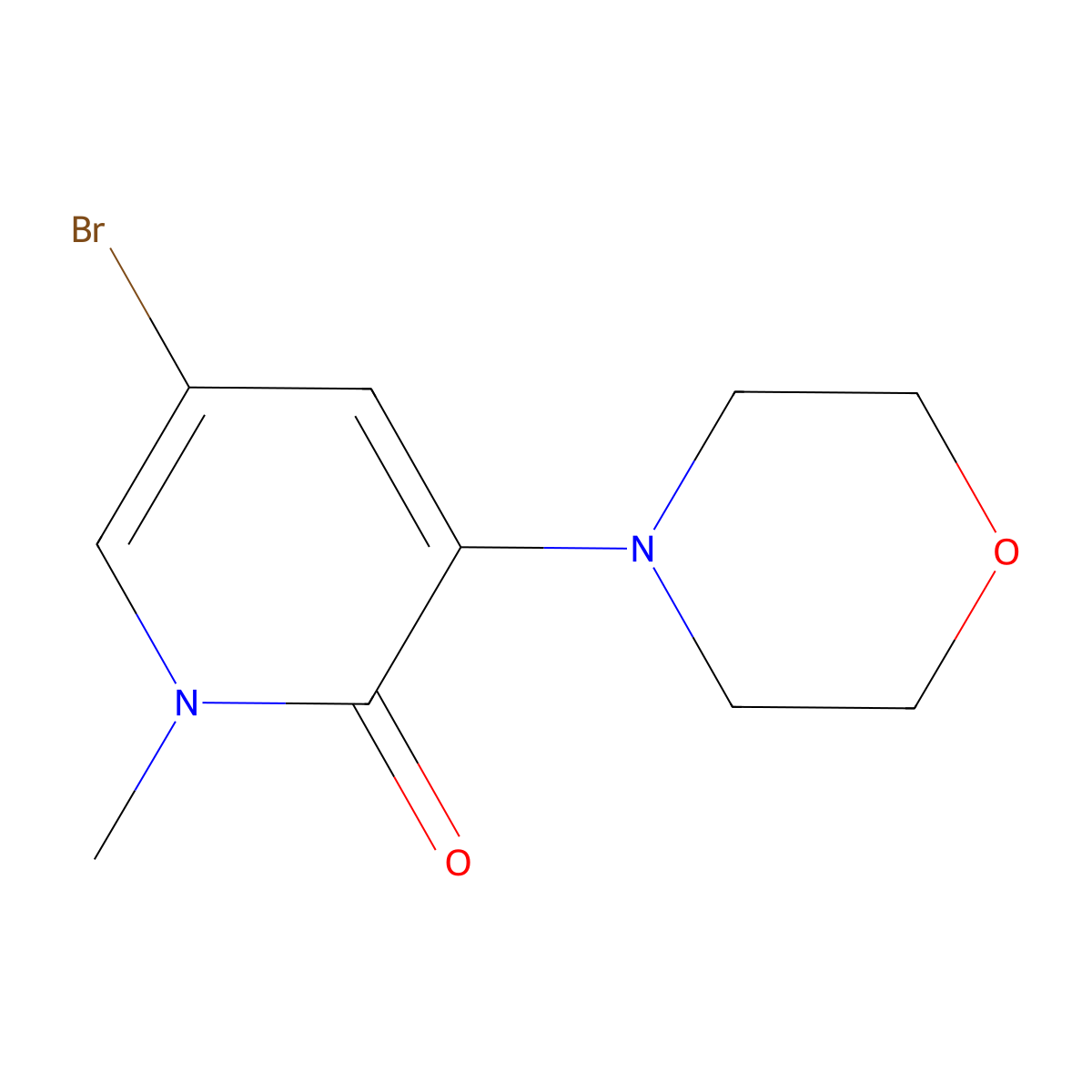5-bromo-1-methyl-3-morpholinopyridin-2(1H)-one molecular structure, CAS 1628839-65-5