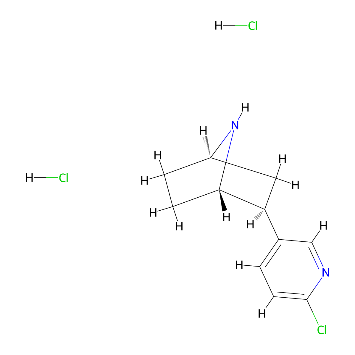 (+-) Epibatidine dihydrochloride hydrate molecular structure, CAS 162885-01-0