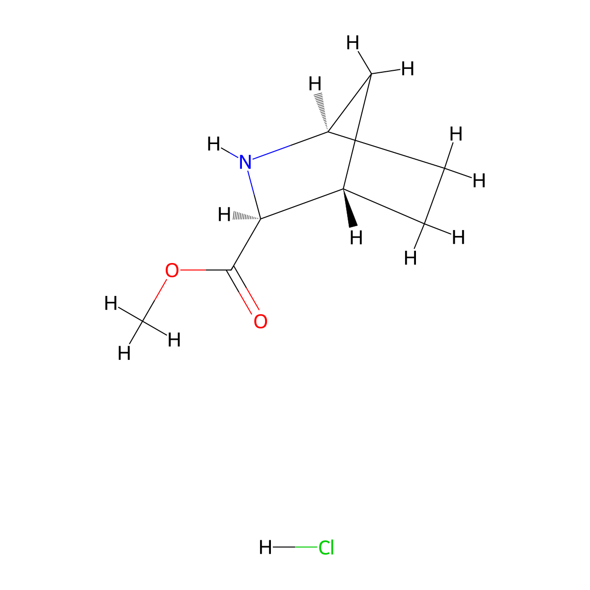 Methyl (1R,3S,4S)-2-aZabicyclo[2.2.1]heptane-3-carboxylate hydrochloride molecular structure, CAS 1628853-95-1