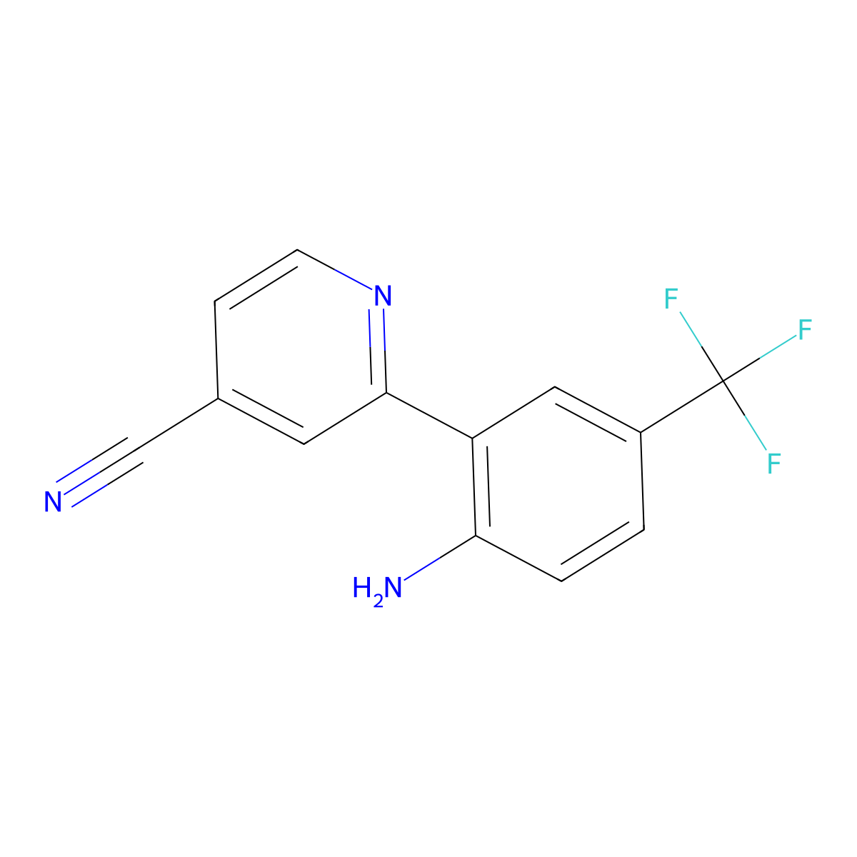 2-[2-Amino-5-(trifluoromethyl)phenyl]pyridine-4-carbonitrile molecular structure, CAS 1628854-50-1