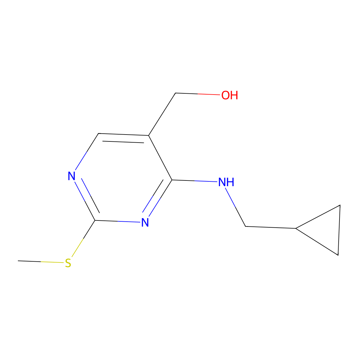 4-[(Cyclopropylmethyl)amino]-2-(methylthio)-5-pyrimidinemethanol molecular structure, CAS 1628860-23-0