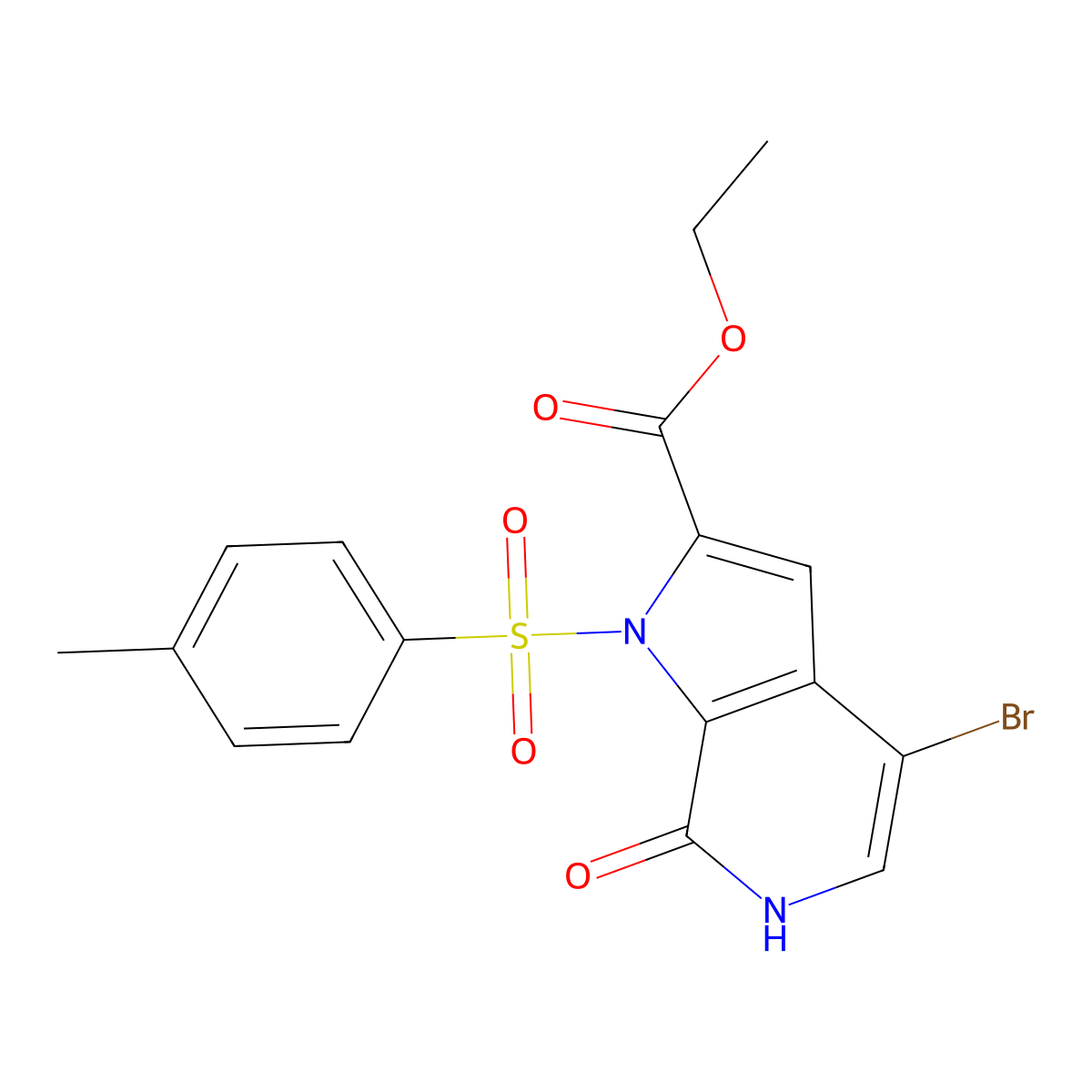 Ethyl 4-bromo-7-oxo-1-tosyl-6,7-dihydro-1H-pyrrolo[2,3-c]pyridine-2-carboxylate molecular structure, CAS 1628864-25-4
