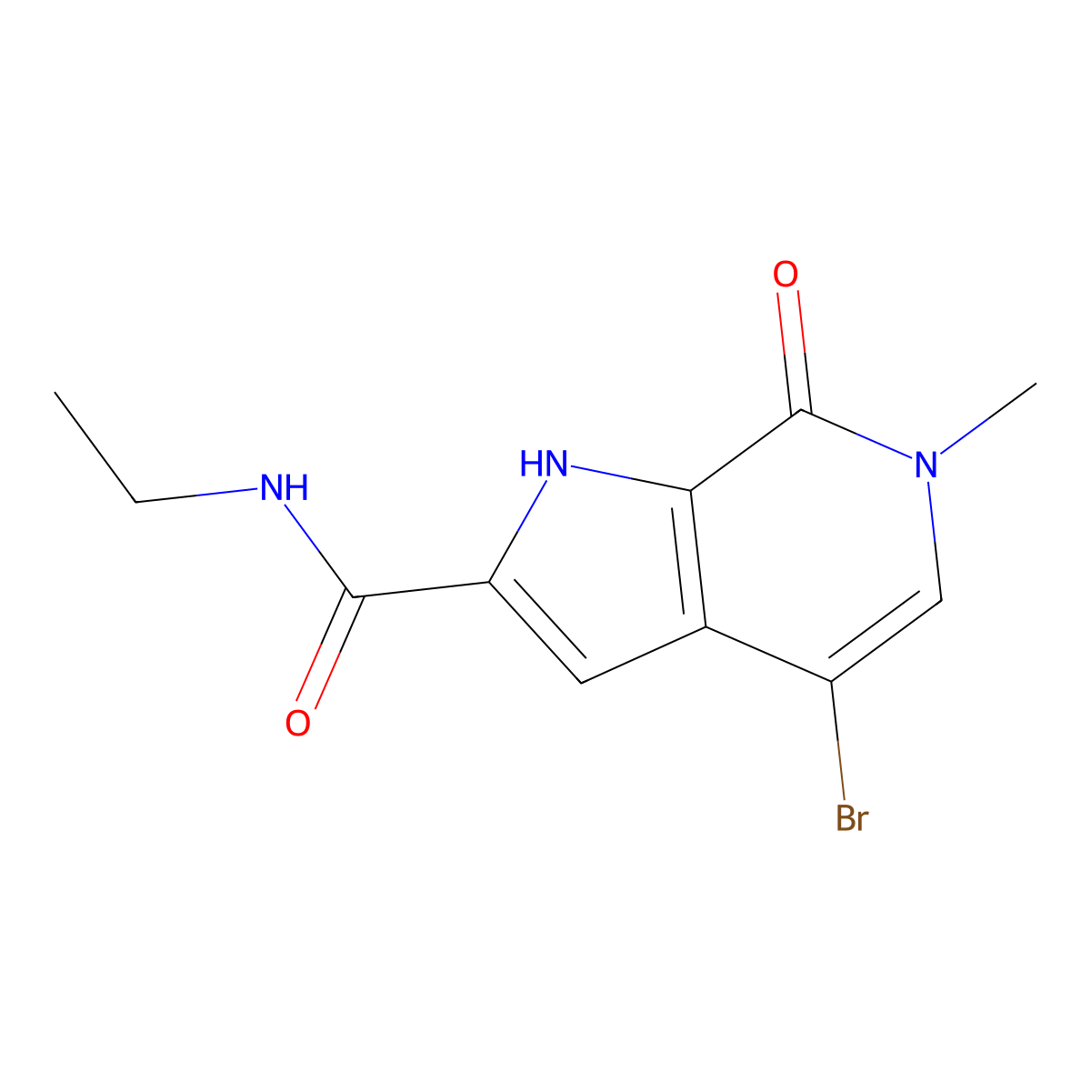 4-bromo-N-ethyl-6-methyl-7-oxo-6,7-dihydro-1H-pyrrolo[2,3-c]pyridine-2-carboxamide molecular structure, CAS 1628864-79-8