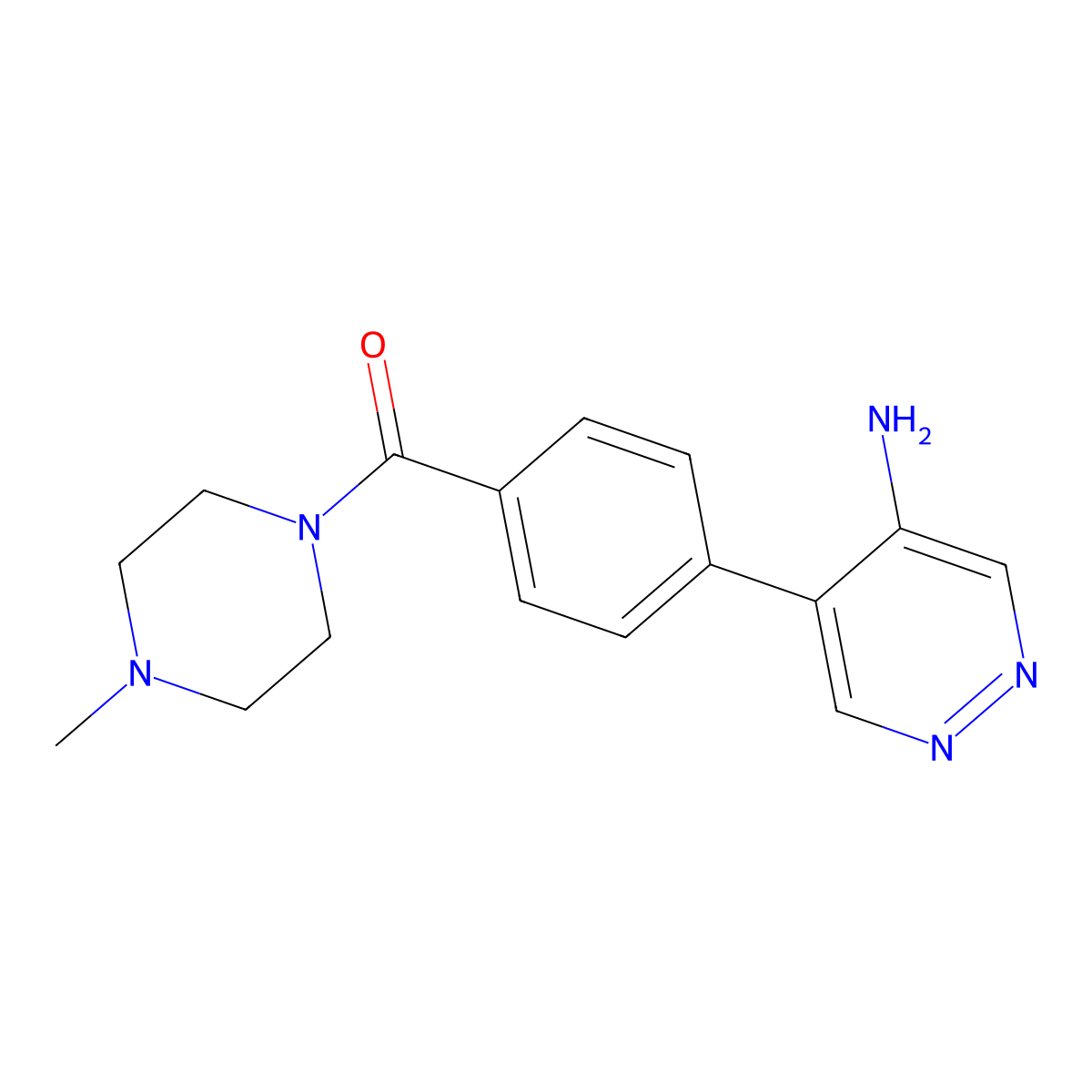 [4-(5-Aminopyridazin-4-yl)phenyl]-(4-methylpiperazin-1-yl)methanone molecular structure, CAS 1628869-70-4