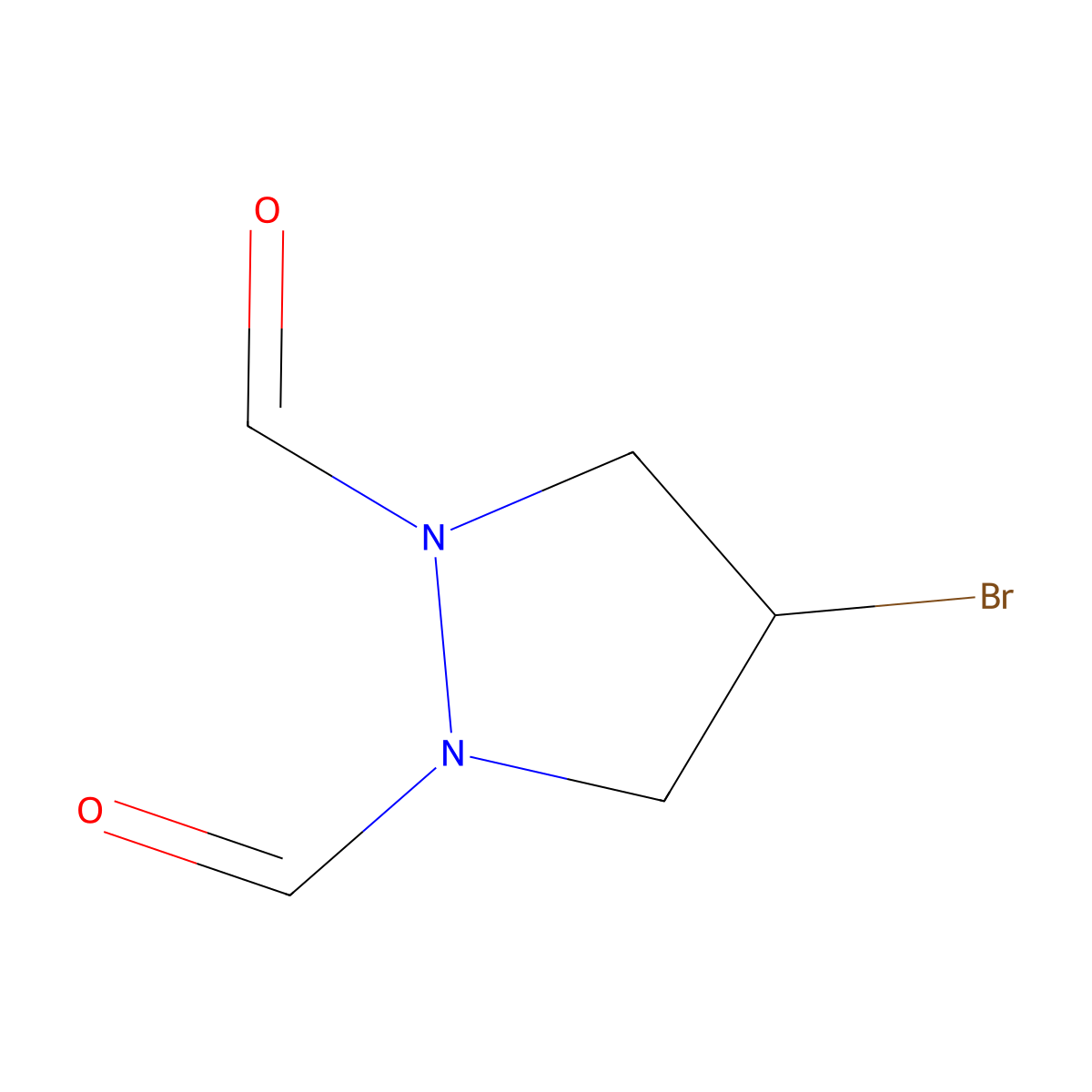 4-Bromopyrazolidine-1,2-dicarbaldehyde molecular structure, CAS 162887-23-2
