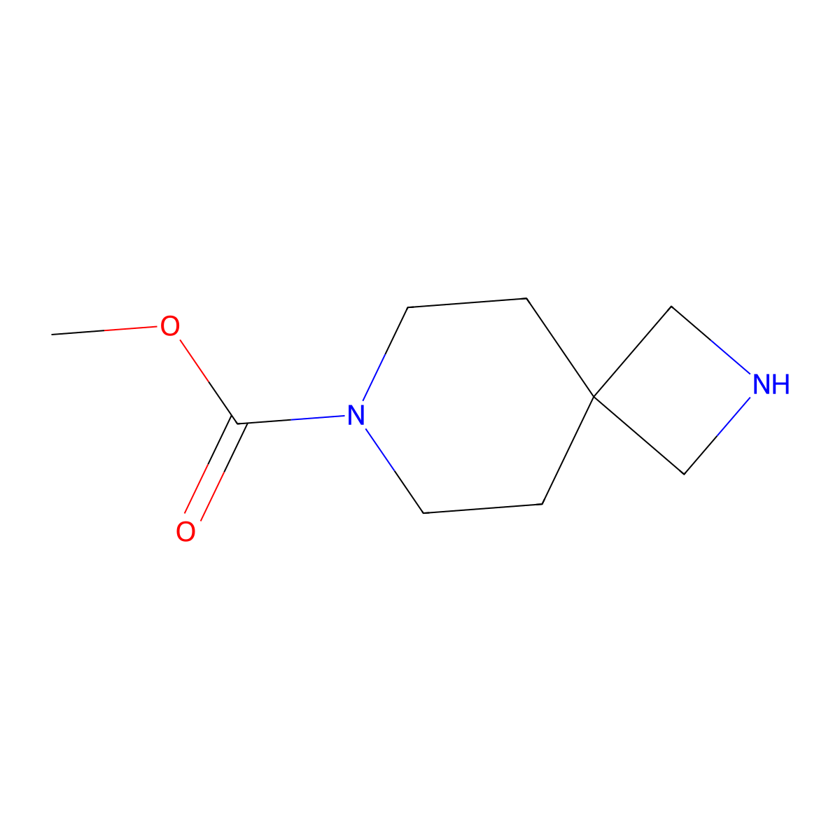 Methyl 2,7-diazaspiro[3.5]nonane-7-carboxylate molecular structure, CAS 1628898-46-3