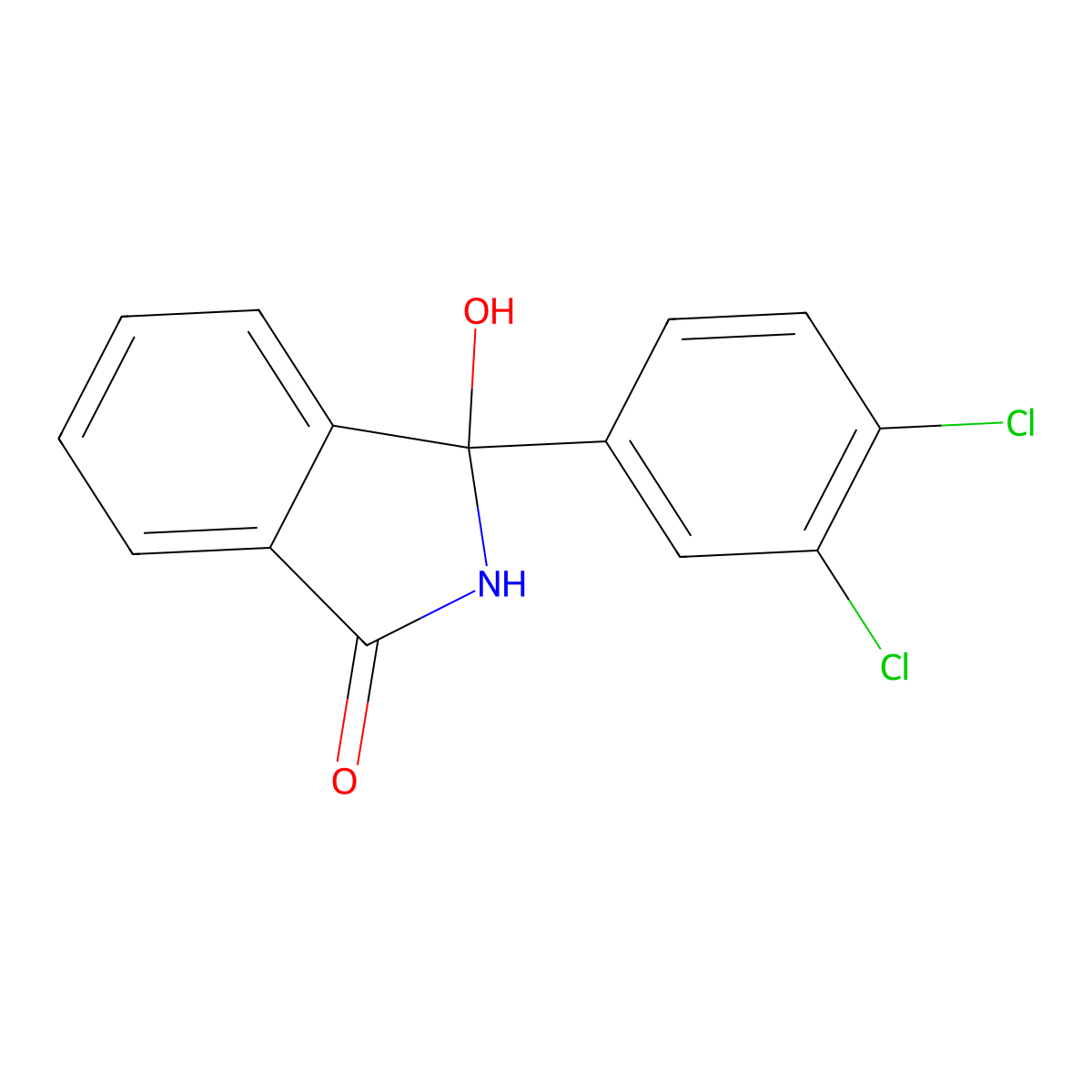 3-(3,4-Dichlorophenyl)-3-hydroxyphthalimidine molecular structure, CAS 16289-13-7