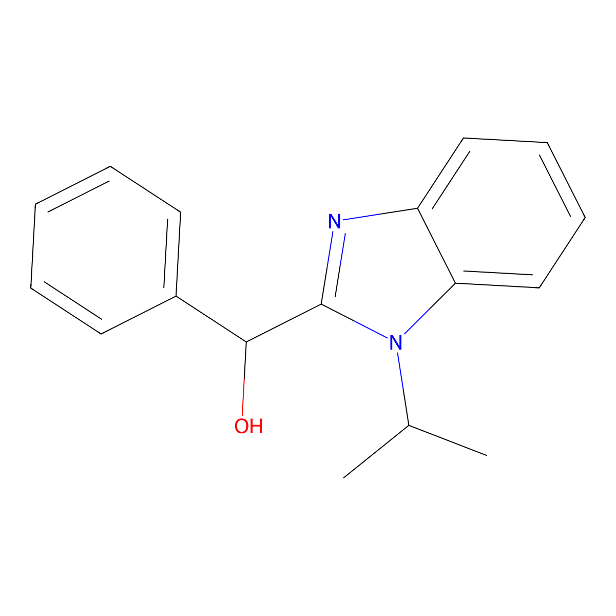 Phenyl-(1-propan-2-ylbenzimidazol-2-yl)methanol molecular structure, CAS 162891-16-9
