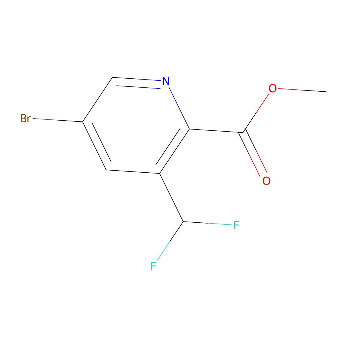Methyl 5-bromo-3-(difluoromethyl)pyridine-2-carboxylate molecular structure, CAS 1628915-68-3