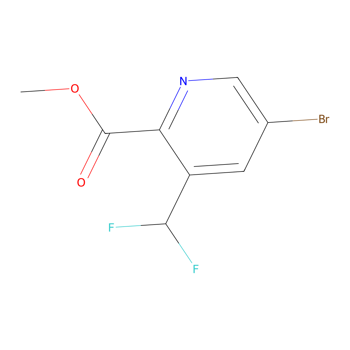 Methyl 5-bromo-3-(difluoromethyl)pyridine-2-carboxylate molecular structure, CAS 1628915-68-3